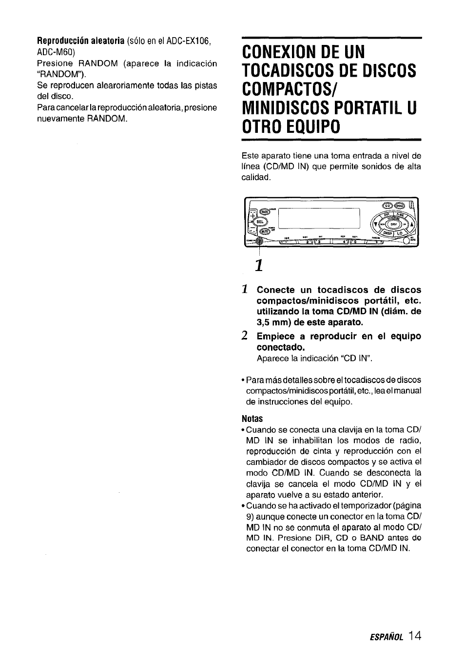 2 empiece a reproducir en el equipo conectado, Notas | Aiwa CT-FX729M User Manual | Page 33 / 56