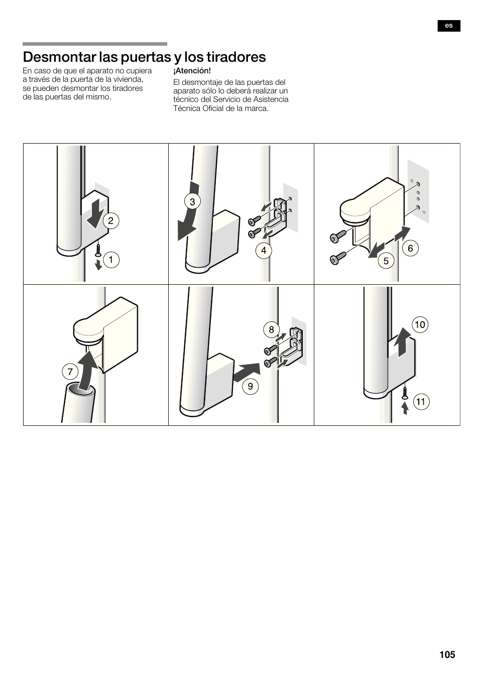 Desmontar las puertas y los tiradores | Siemens KA62DV75 User Manual | Page 105 / 120