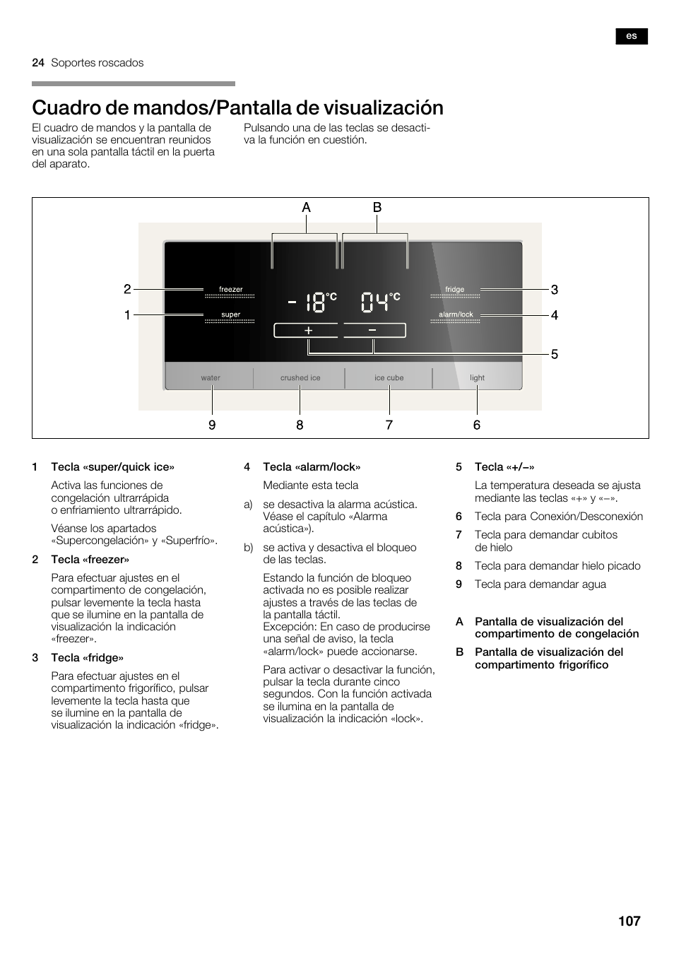 Cuadro de mandos/pantalla de visualización | Siemens KA62DV75 User Manual | Page 107 / 120