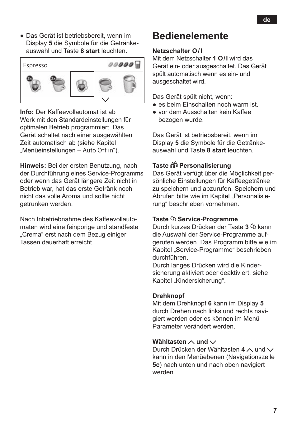 Bedienelemente | Siemens TE809501DE User Manual | Page 11 / 120