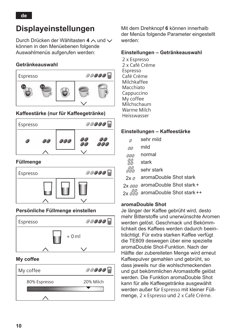 Displayeinstellungen | Siemens TE809501DE User Manual | Page 14 / 120