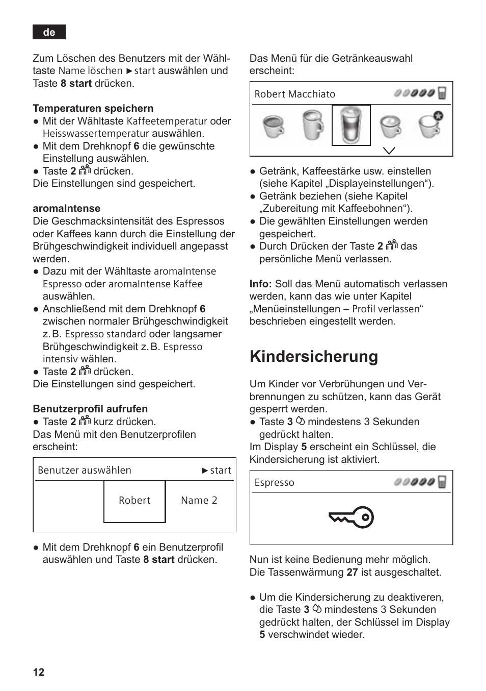 Kindersicherung | Siemens TE809501DE User Manual | Page 16 / 120