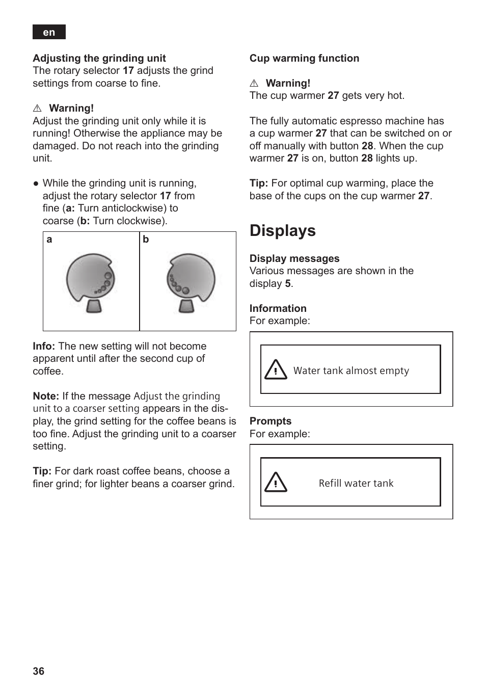 Displays | Siemens TE809501DE User Manual | Page 40 / 120