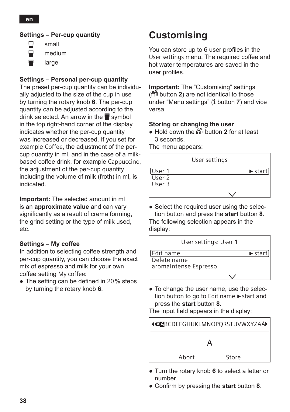 Customising | Siemens TE809501DE User Manual | Page 42 / 120