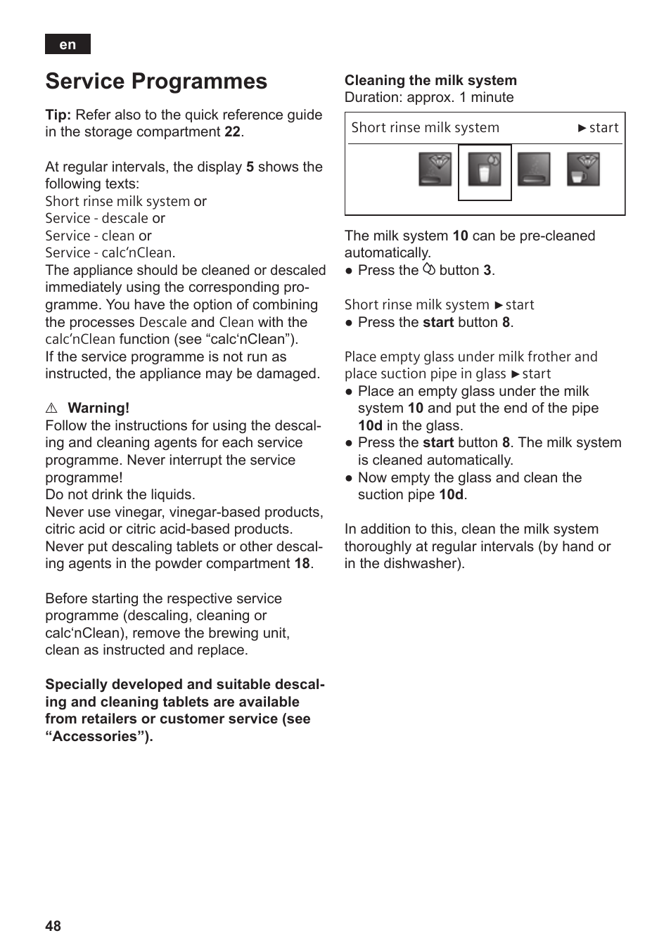 Service programmes | Siemens TE809501DE User Manual | Page 52 / 120