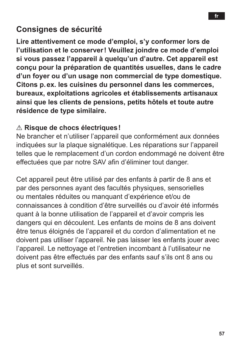 Consignes de sécurité | Siemens TE809501DE User Manual | Page 61 / 120