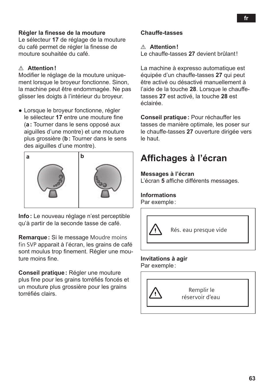 Affichages à l’écran | Siemens TE809501DE User Manual | Page 67 / 120