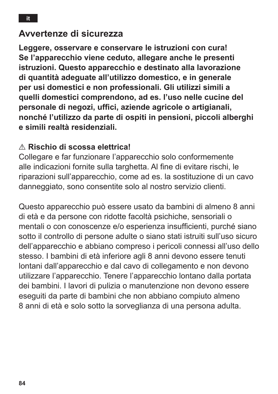 Avvertenze di sicurezza | Siemens TE809501DE User Manual | Page 88 / 120
