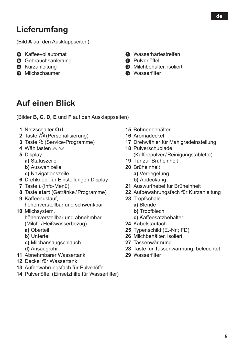 Auf einen blick, Lieferumfang | Siemens TE809501DE User Manual | Page 9 / 120