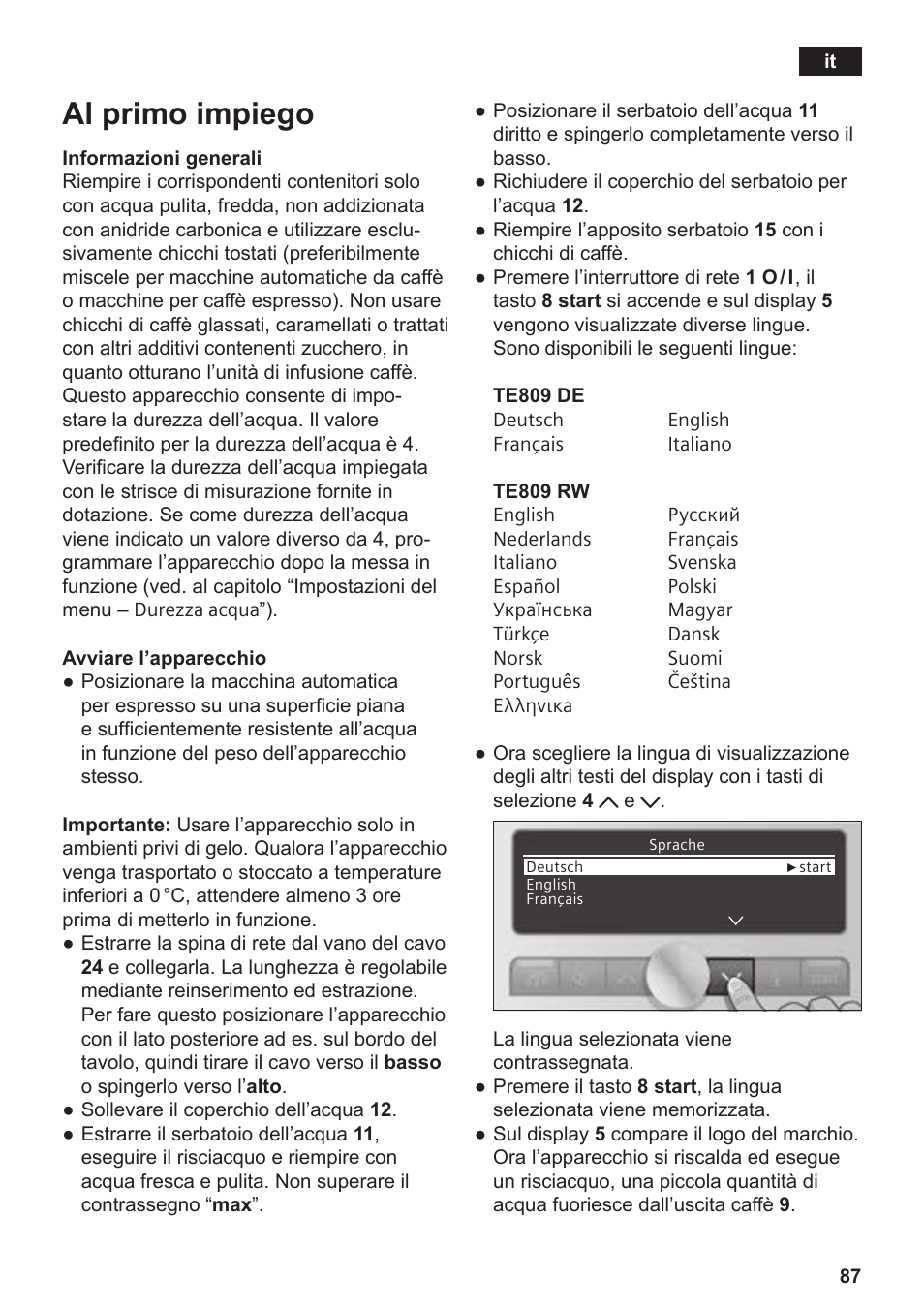 Al primo impiego | Siemens TE809501DE User Manual | Page 91 / 120