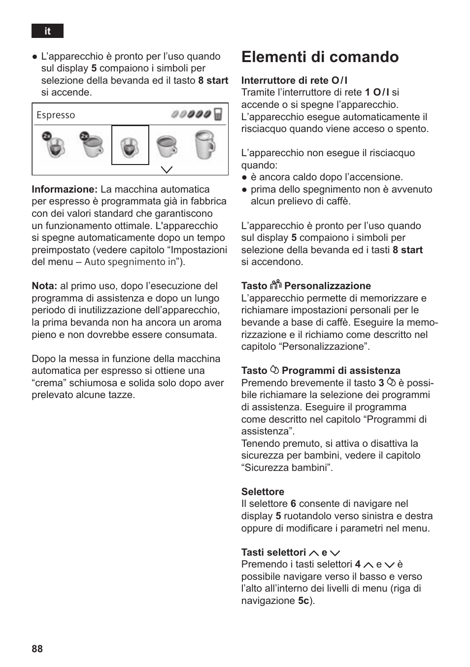 Elementi di comando | Siemens TE809501DE User Manual | Page 92 / 120