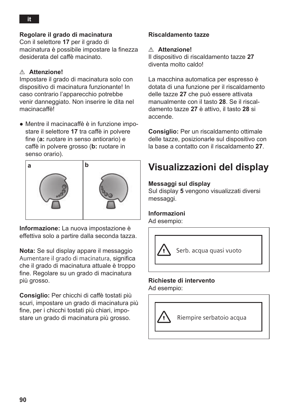 Visualizzazioni del display | Siemens TE809501DE User Manual | Page 94 / 120