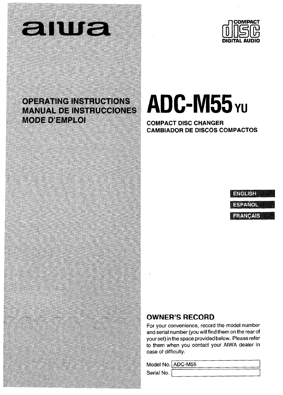 Aiwa ADC M55YU User Manual | 33 pages
