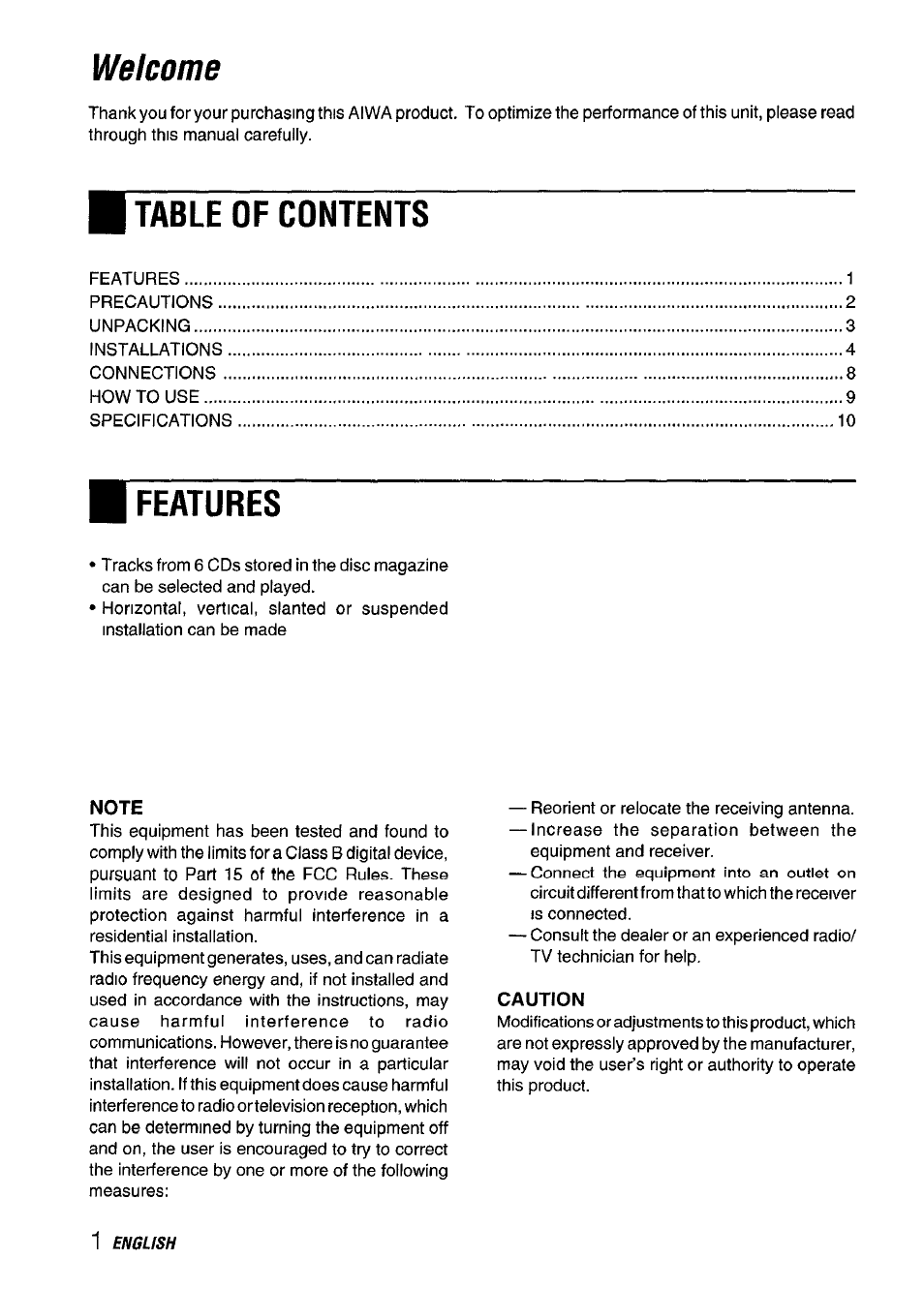 Aiwa ADC M55YU User Manual | Page 2 / 33