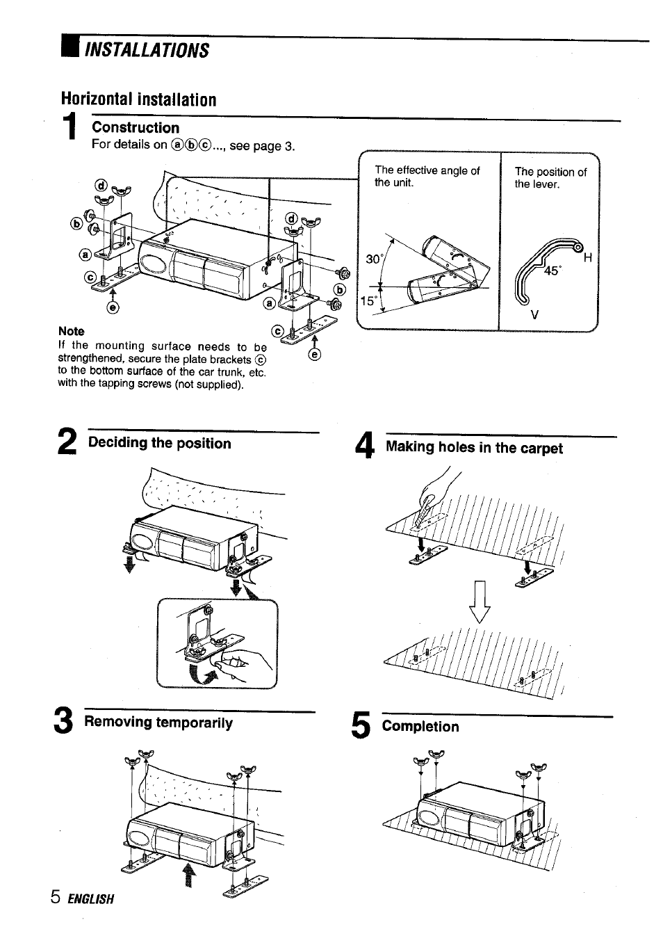 Installations horizontal installation | Aiwa ADC M55YU User Manual | Page 6 / 33