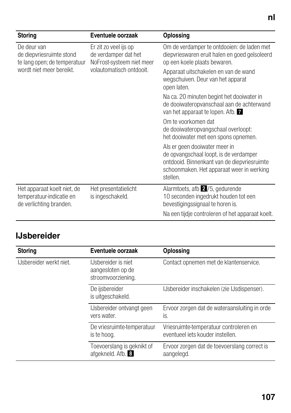 Ijsbereider, Nl 107 | Siemens GS36DPI20 User Manual | Page 107 / 114