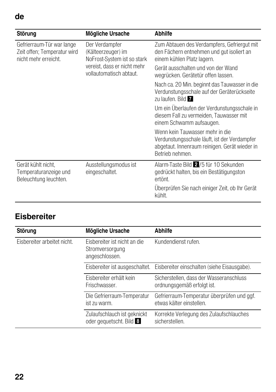 Eisbereiter, De 22 | Siemens GS36DPI20 User Manual | Page 22 / 114