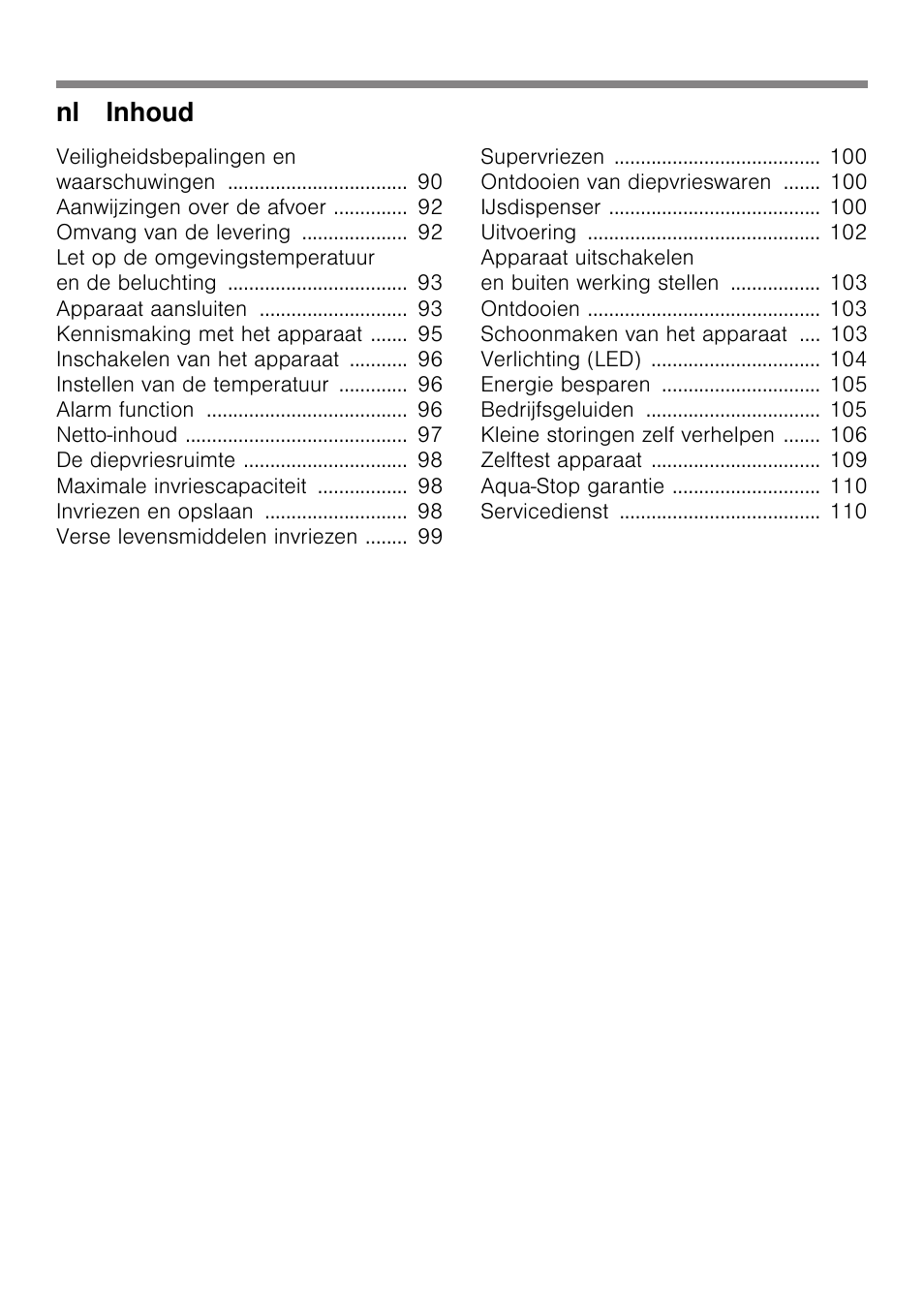 Nl inhoud | Siemens GS36DPI20 User Manual | Page 4 / 114
