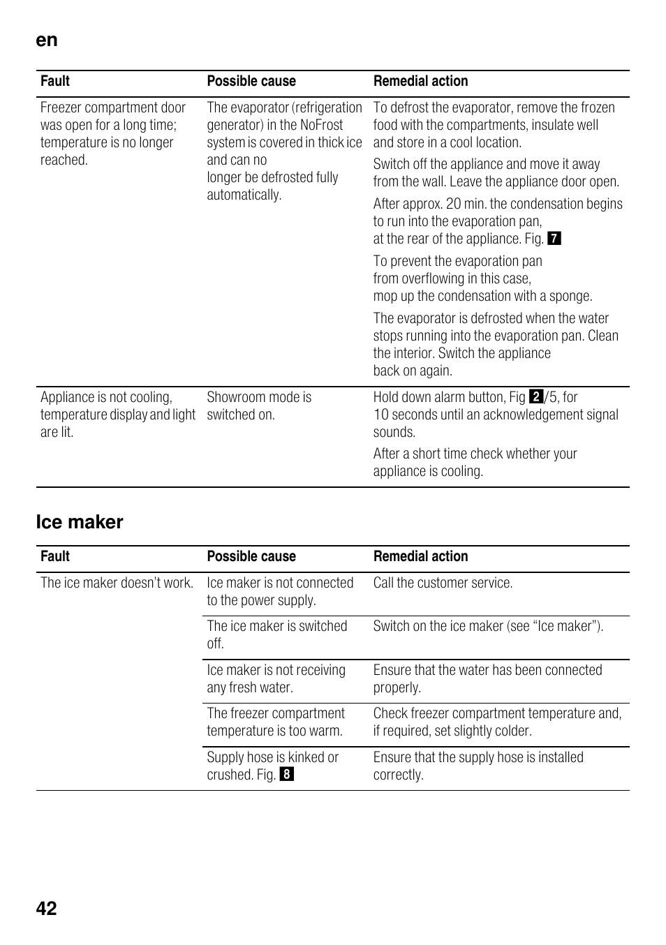 Ice maker, En 42 | Siemens GS36DPI20 User Manual | Page 42 / 114