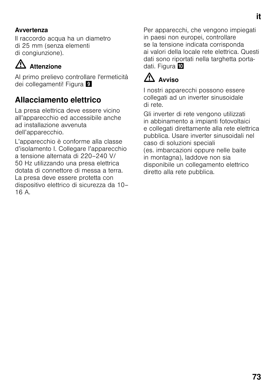 Allacciamento elettrico, It 73 | Siemens GS36DPI20 User Manual | Page 73 / 114