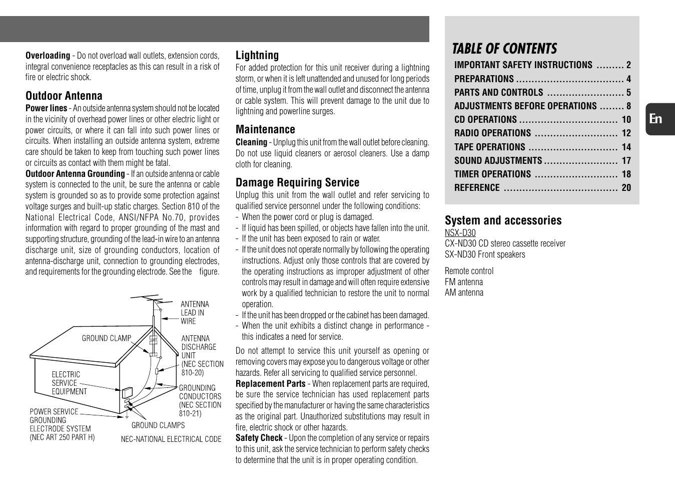 Aiwa NSX-D30 User Manual | Page 3 / 22