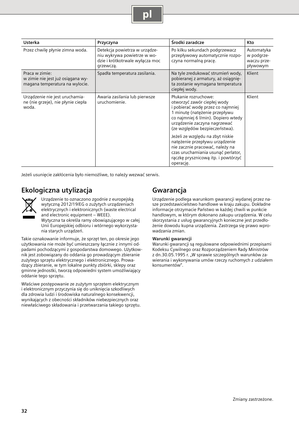 Ekologiczna utylizacja, Gwarancja | Siemens DE18401 User Manual | Page 40 / 48