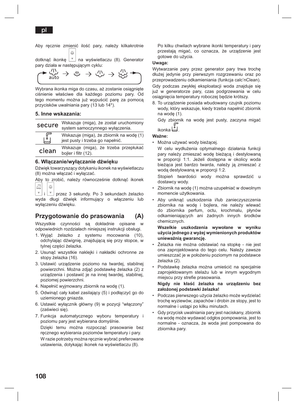 Przygotowanie do prasowania (a) | Siemens TS45359 User Manual | Page 108 / 156