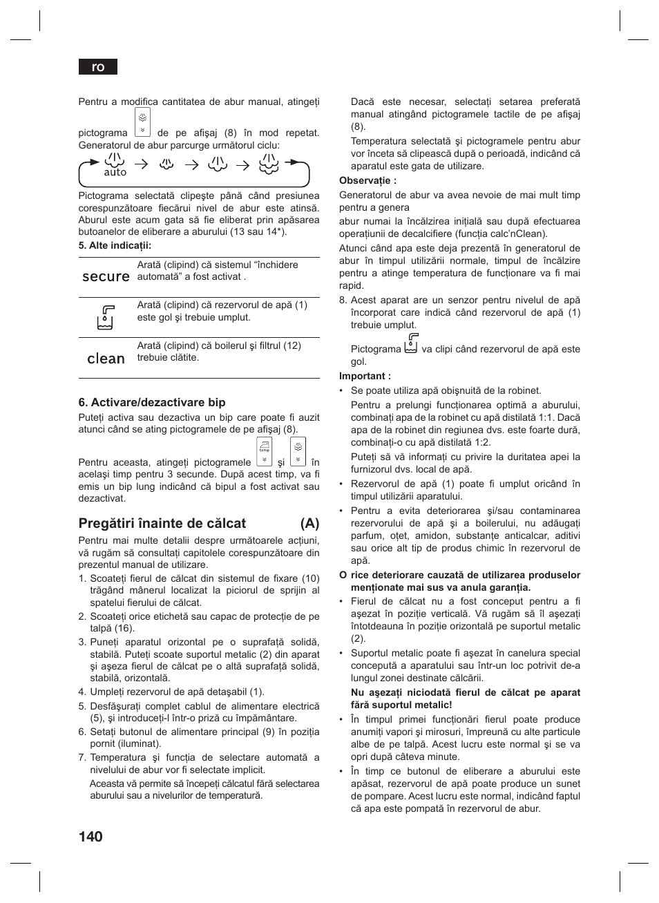 Pregătiri înainte de călcat (a) | Siemens TS45359 User Manual | Page 140 / 156