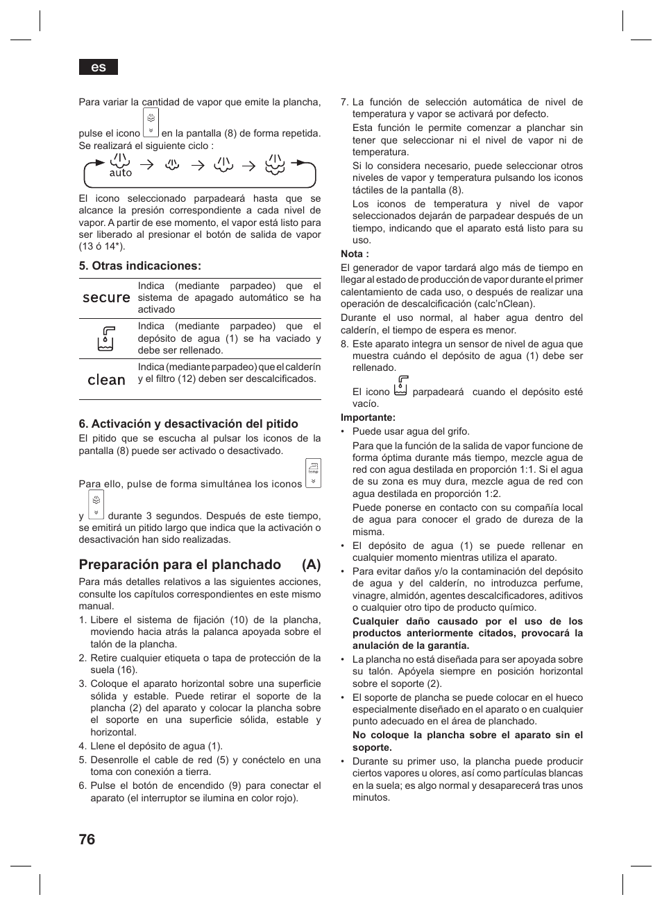 Preparación para el planchado (a) | Siemens TS45359 User Manual | Page 76 / 156