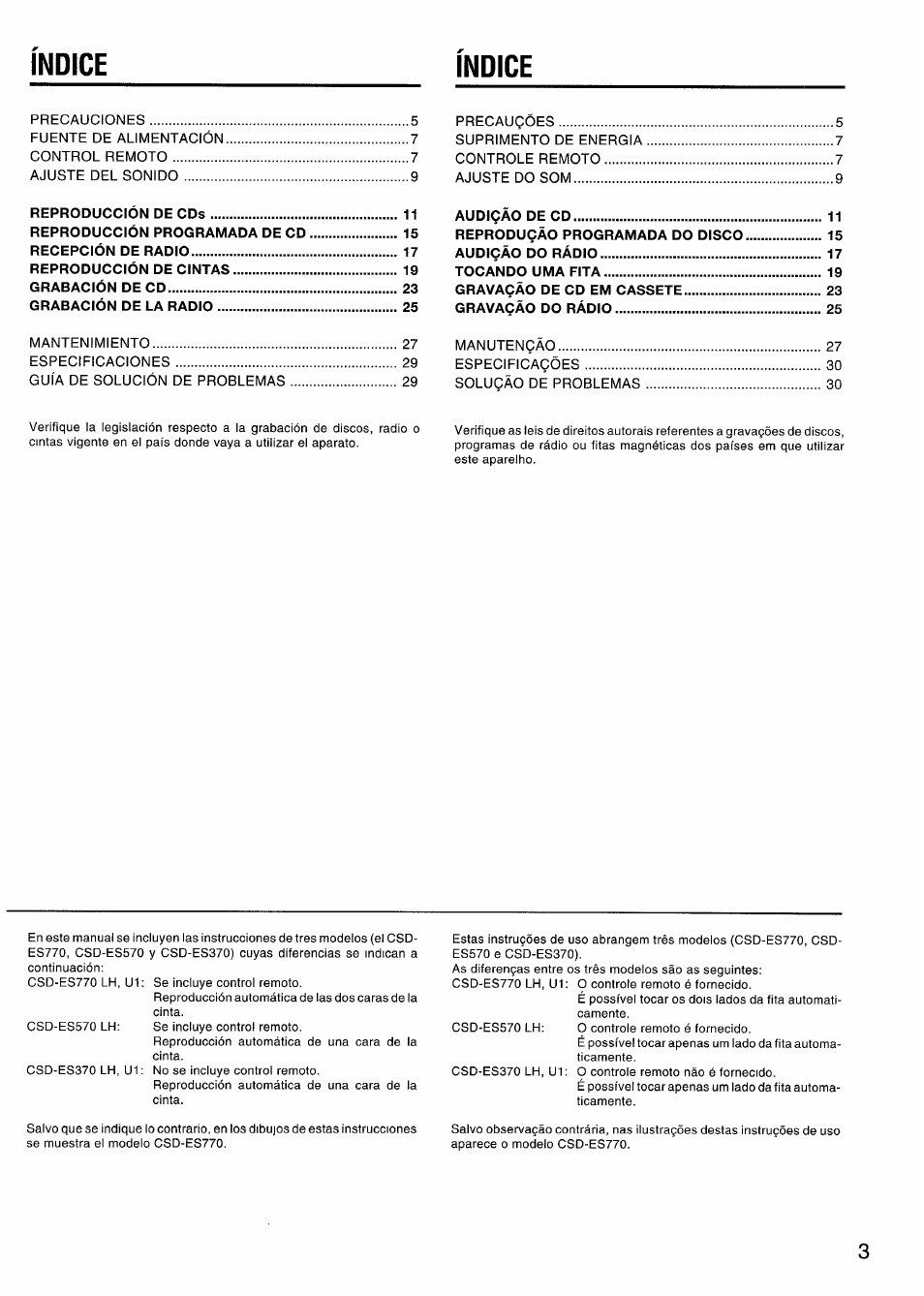 Indice | Aiwa CSD-ES370 User Manual | Page 3 / 31