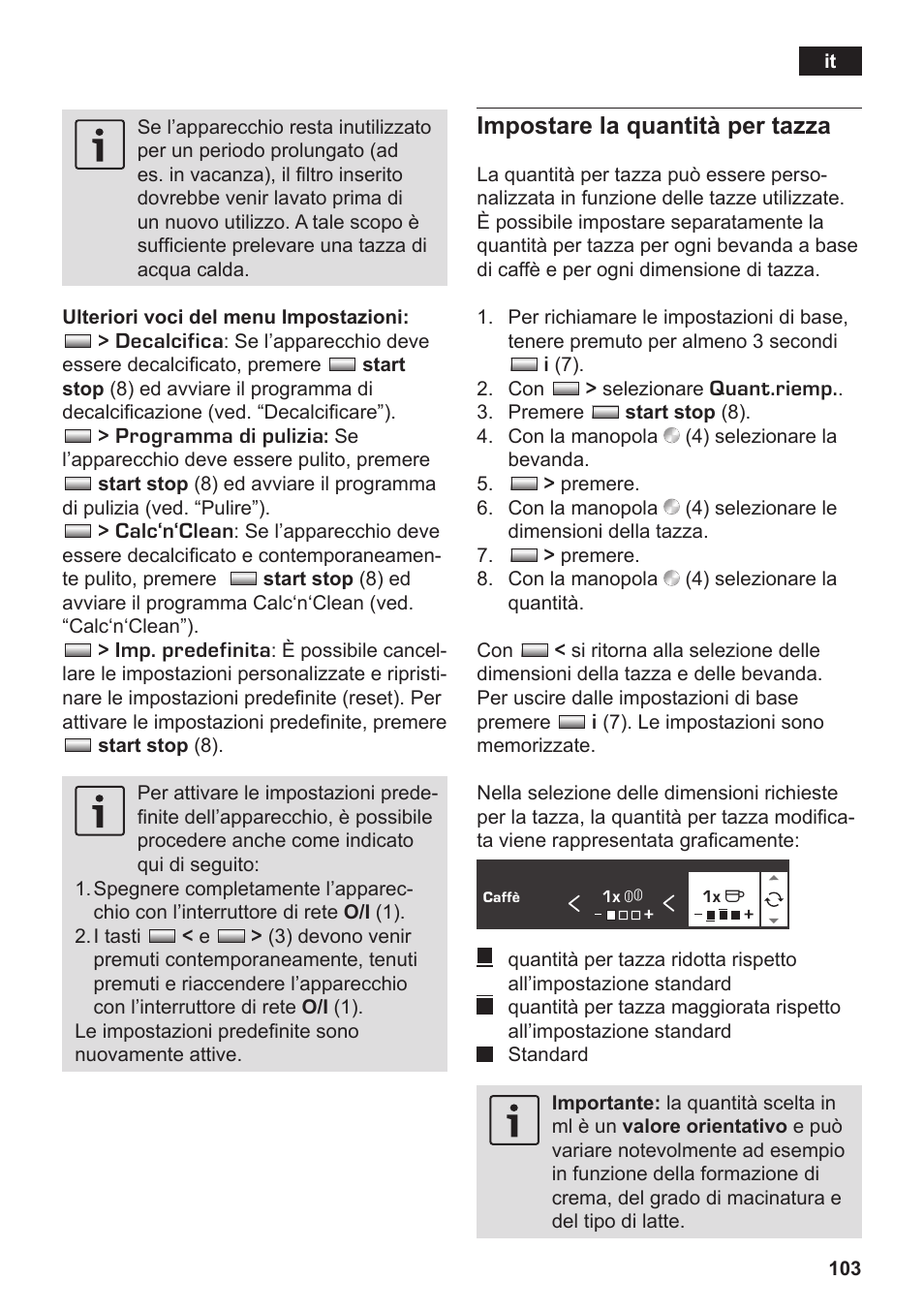 Impostare la quantità per tazza | Siemens TK76K573 User Manual | Page 105 / 182