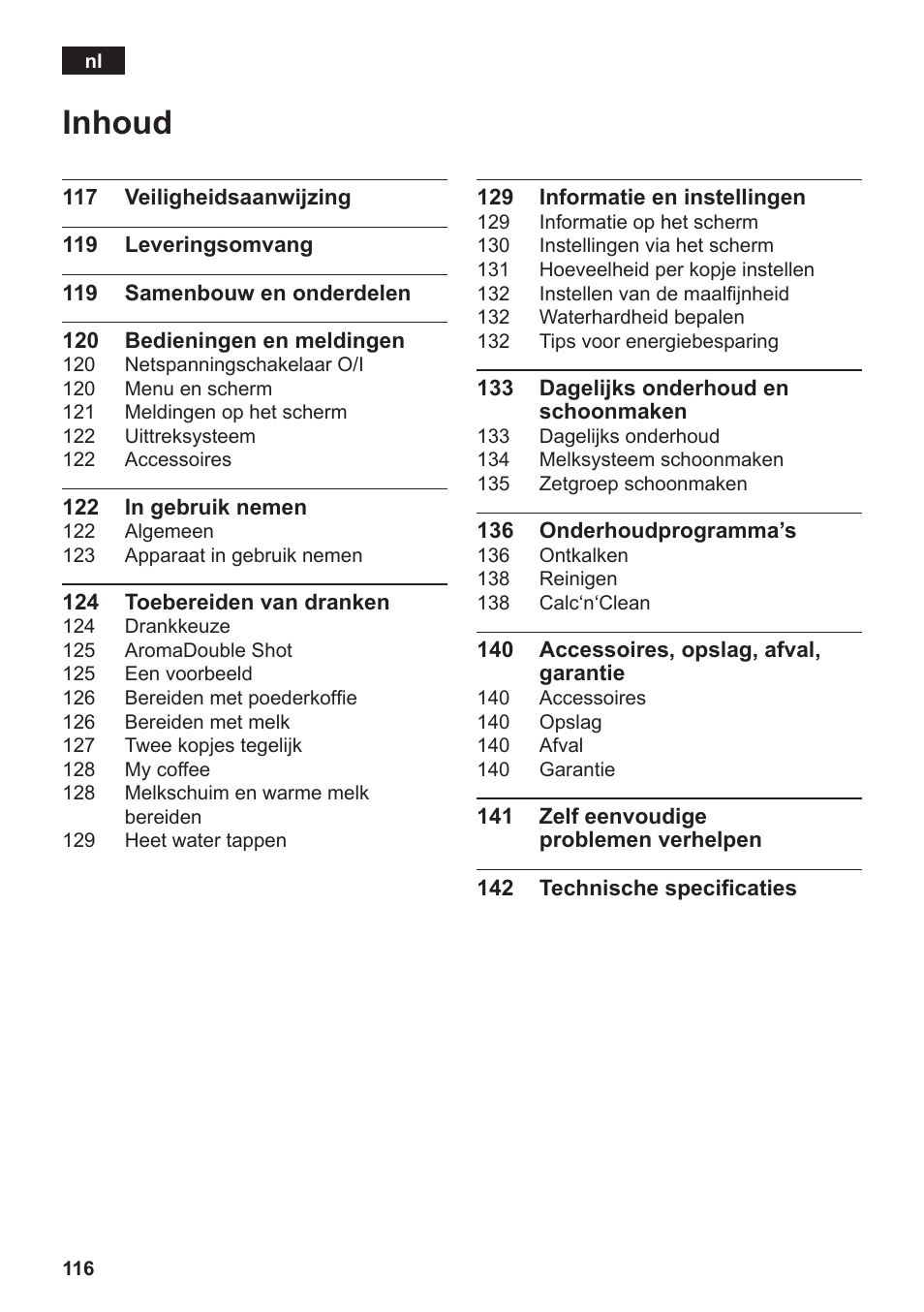 Inhoud | Siemens TK76K573 User Manual | Page 118 / 182