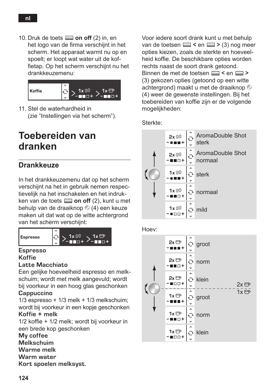 Toebereiden van dranken | Siemens TK76K573 User Manual | Page 126 / 182