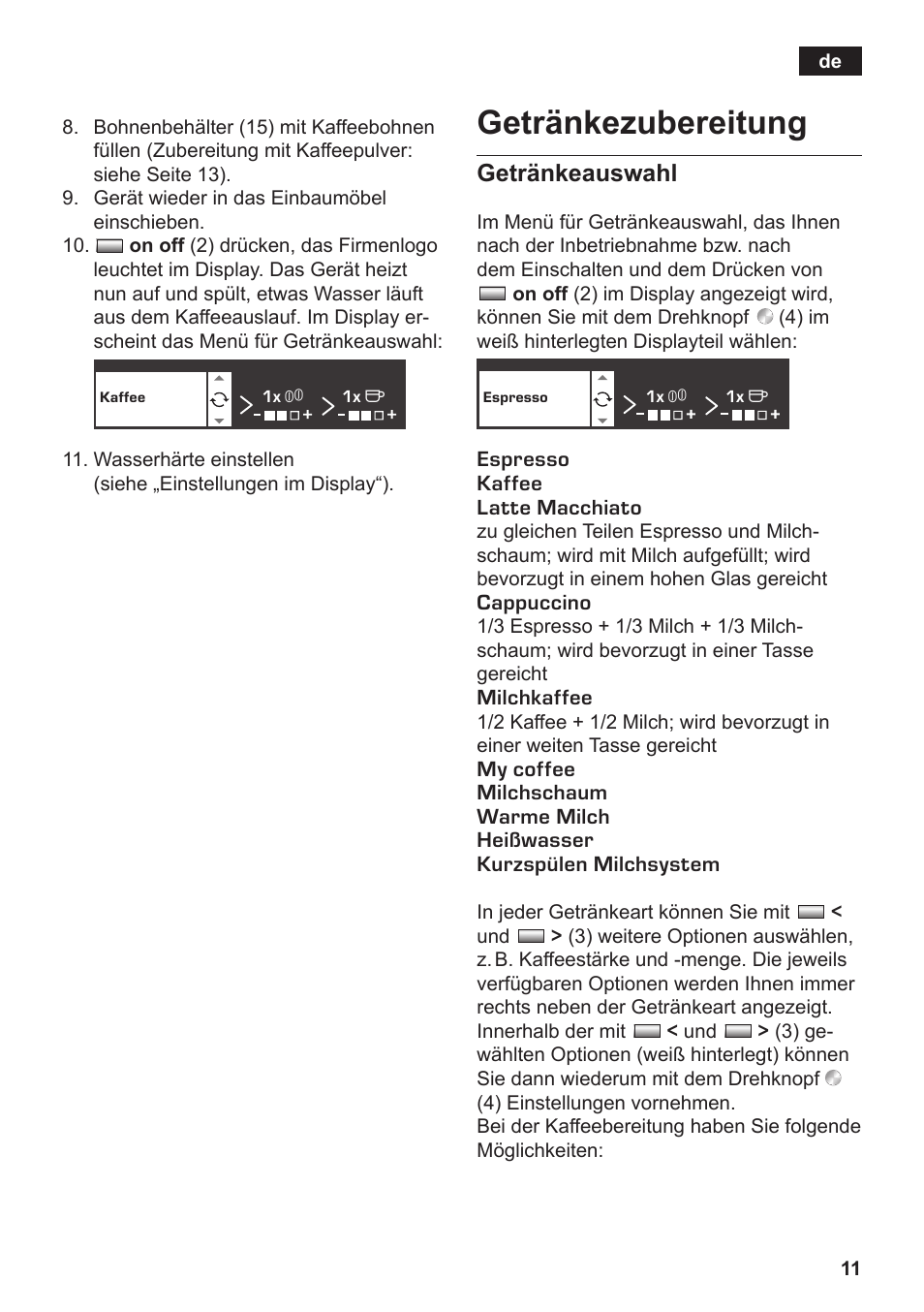 Getränkezubereitung | Siemens TK76K573 User Manual | Page 13 / 182