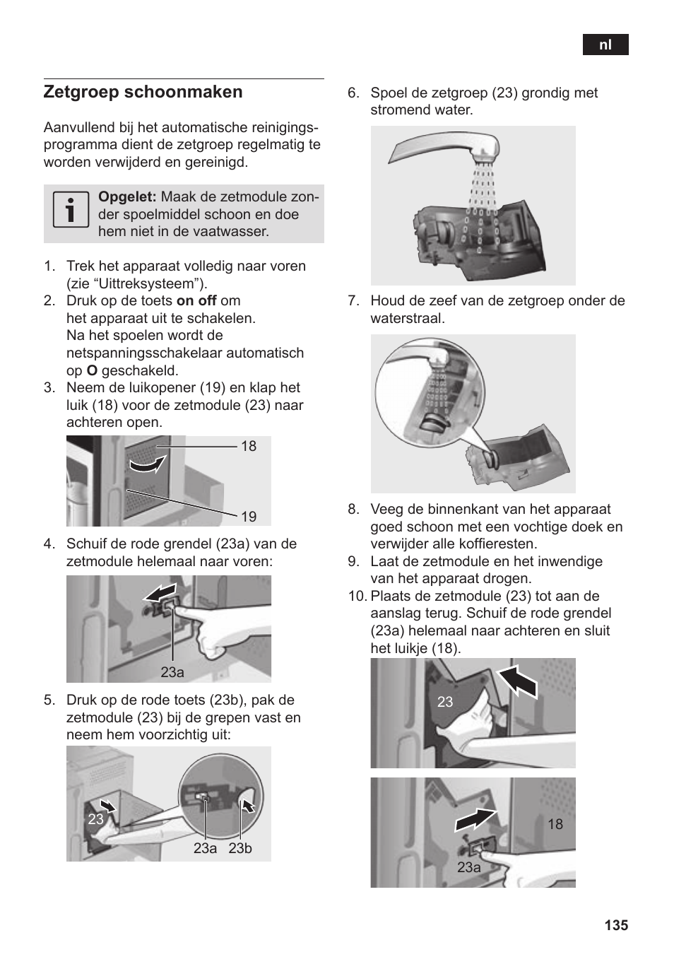 Zetgroep schoonmaken | Siemens TK76K573 User Manual | Page 137 / 182