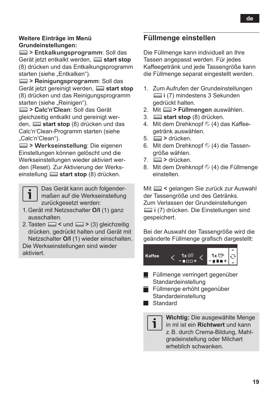 Füllmenge einstellen | Siemens TK76K573 User Manual | Page 21 / 182