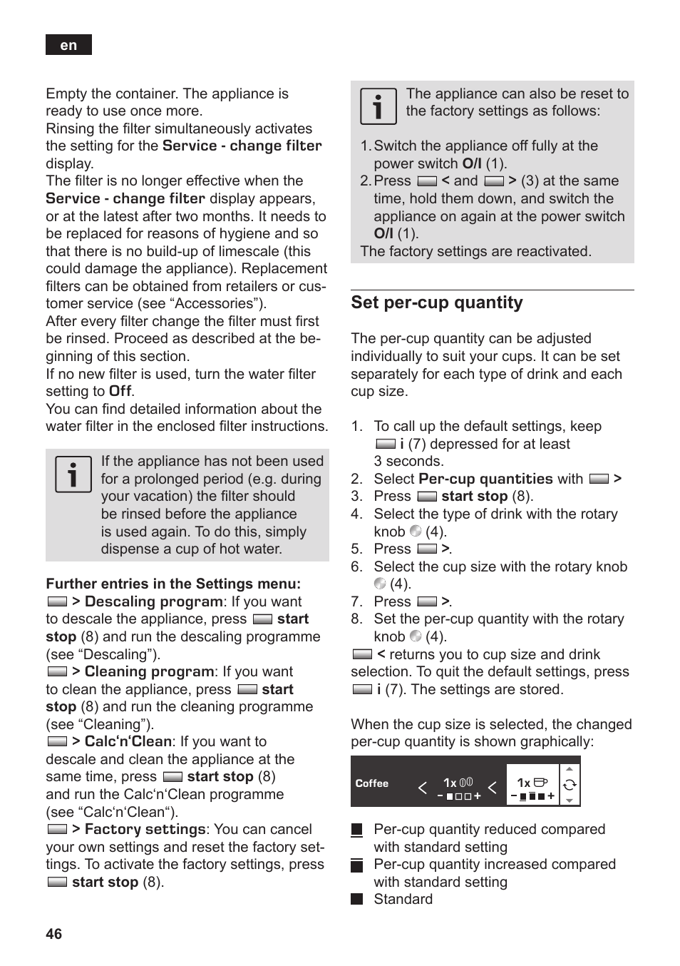 Set per-cup quantity | Siemens TK76K573 User Manual | Page 48 / 182