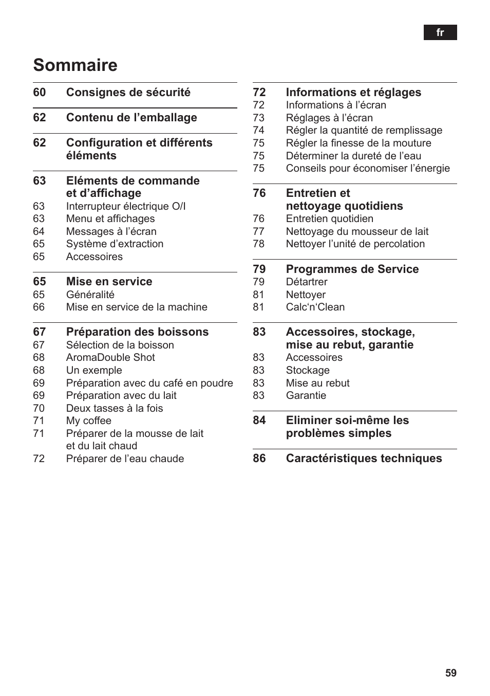 Sommaire | Siemens TK76K573 User Manual | Page 61 / 182