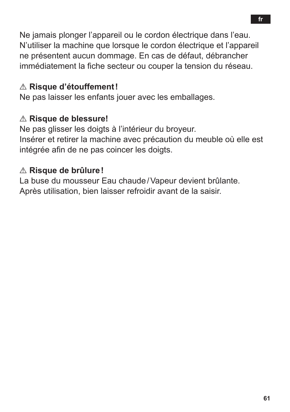 Consignes de sécurité | Siemens TK76K573 User Manual | Page 63 / 182