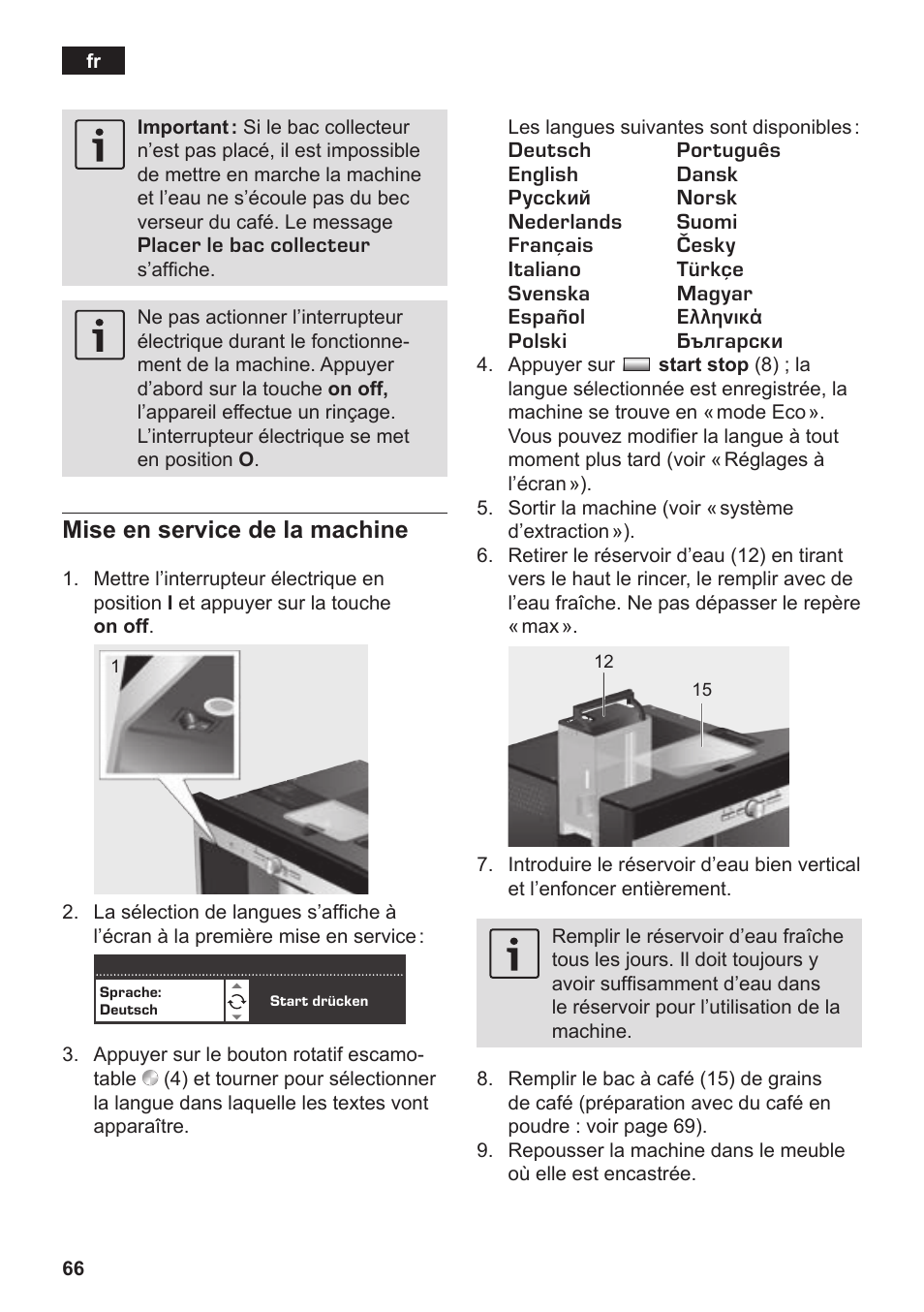 Mise en service de la machine | Siemens TK76K573 User Manual | Page 68 / 182