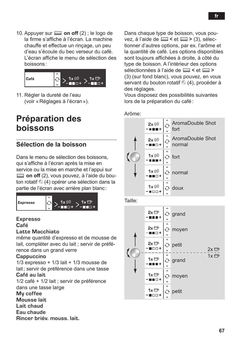 Préparation des boissons | Siemens TK76K573 User Manual | Page 69 / 182