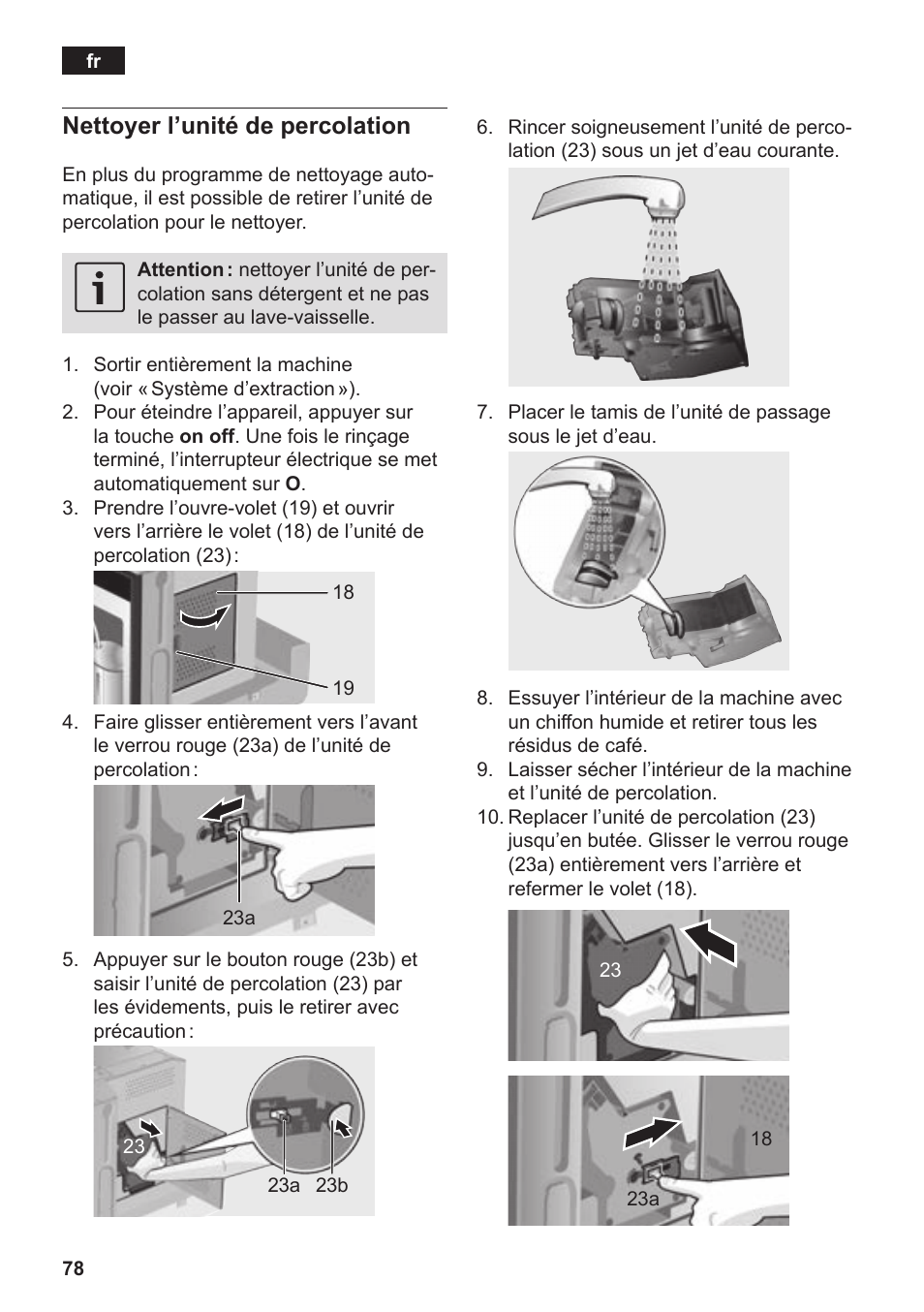 Nettoyer l’unité de percolation | Siemens TK76K573 User Manual | Page 80 / 182