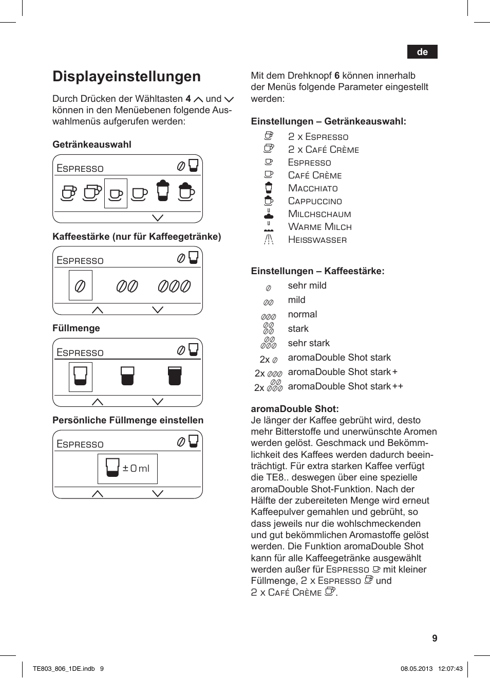 Но р т, Displayeinstellungen | Siemens TE803509DE User Manual | Page 13 / 112