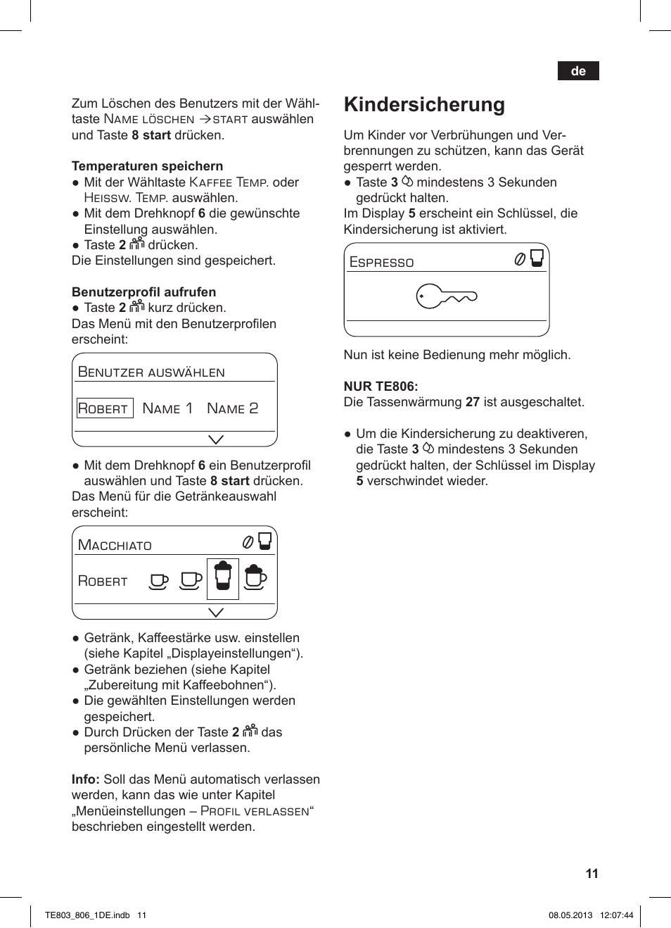 А б е ж, Kindersicherung | Siemens TE803509DE User Manual | Page 15 / 112