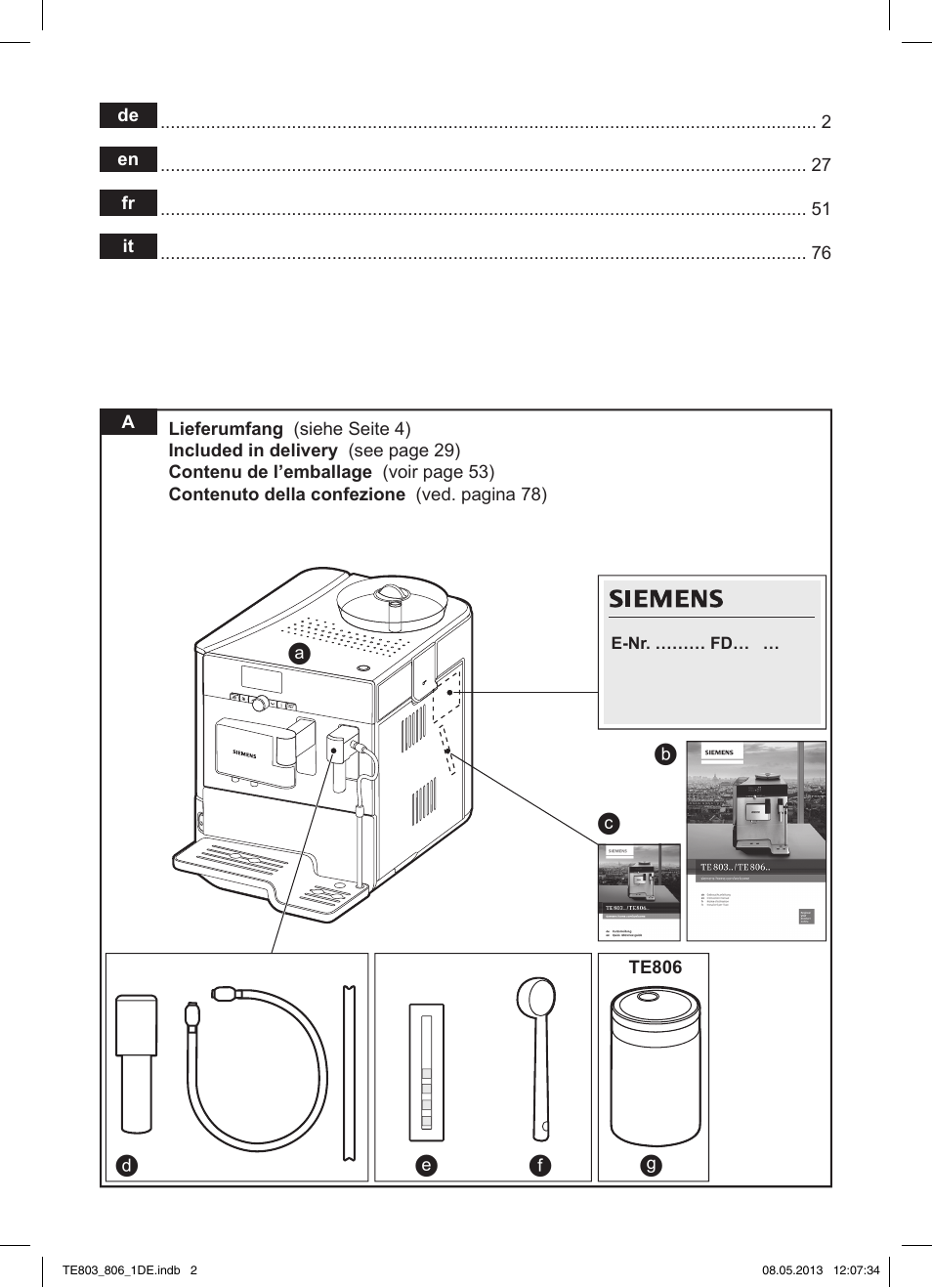 Siemens TE803509DE User Manual | Page 2 / 112