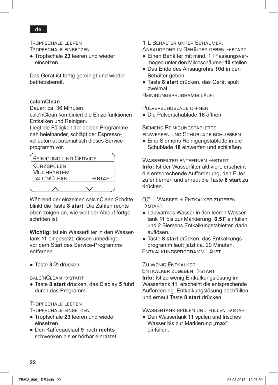 Start | Siemens TE803509DE User Manual | Page 26 / 112