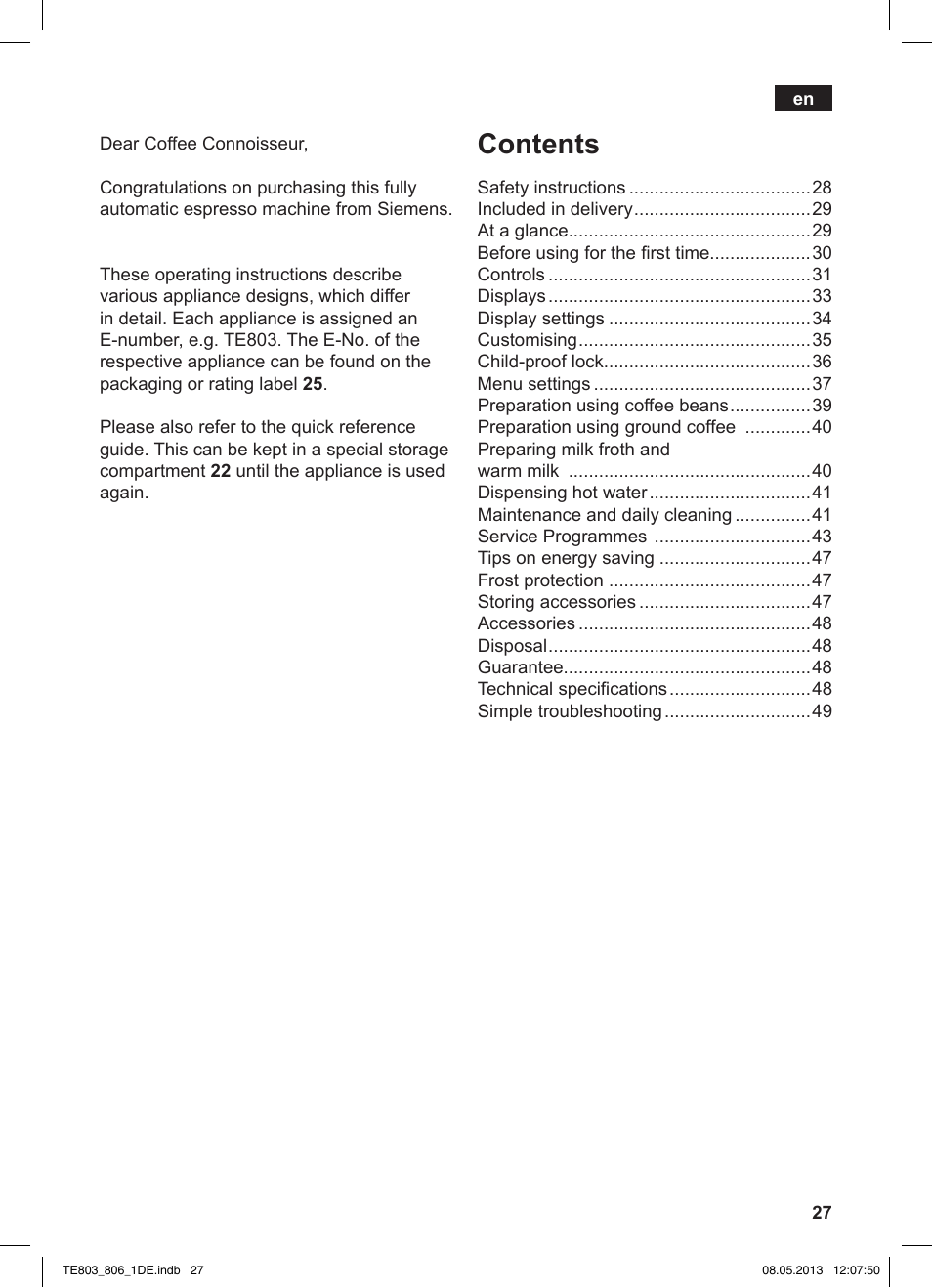 Siemens TE803509DE User Manual | Page 31 / 112