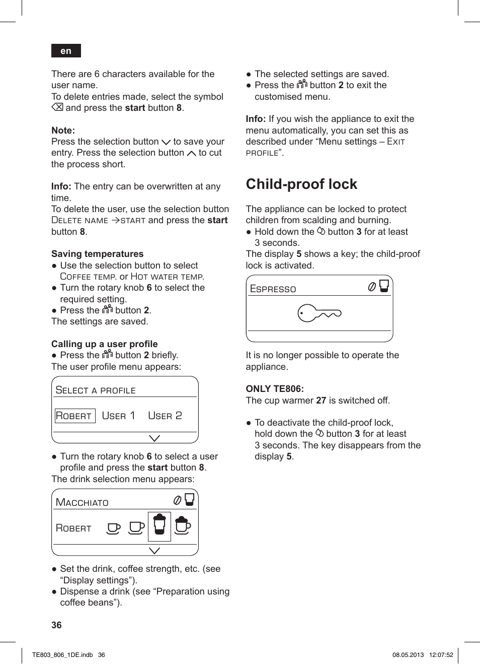 А б е ж, Child-proof lock | Siemens TE803509DE User Manual | Page 40 / 112