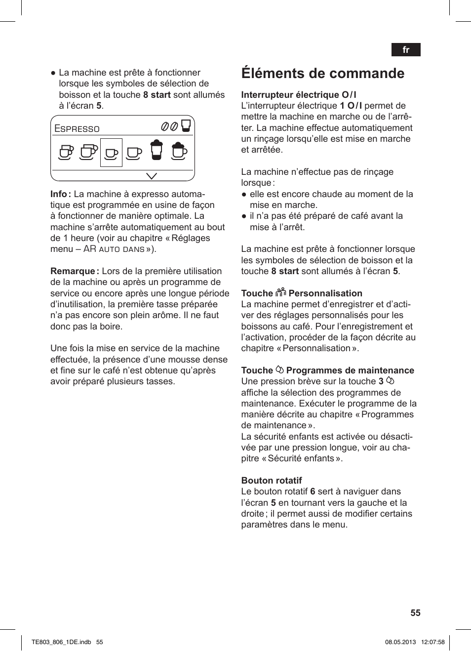 Éléments de commande | Siemens TE803509DE User Manual | Page 59 / 112