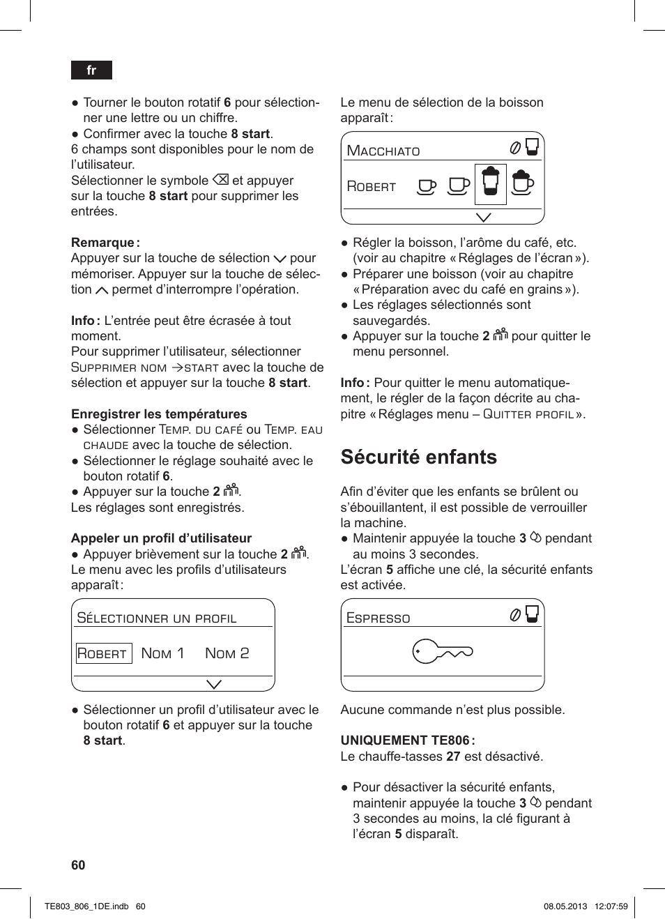 А б е ж, Sécurité enfants | Siemens TE803509DE User Manual | Page 64 / 112